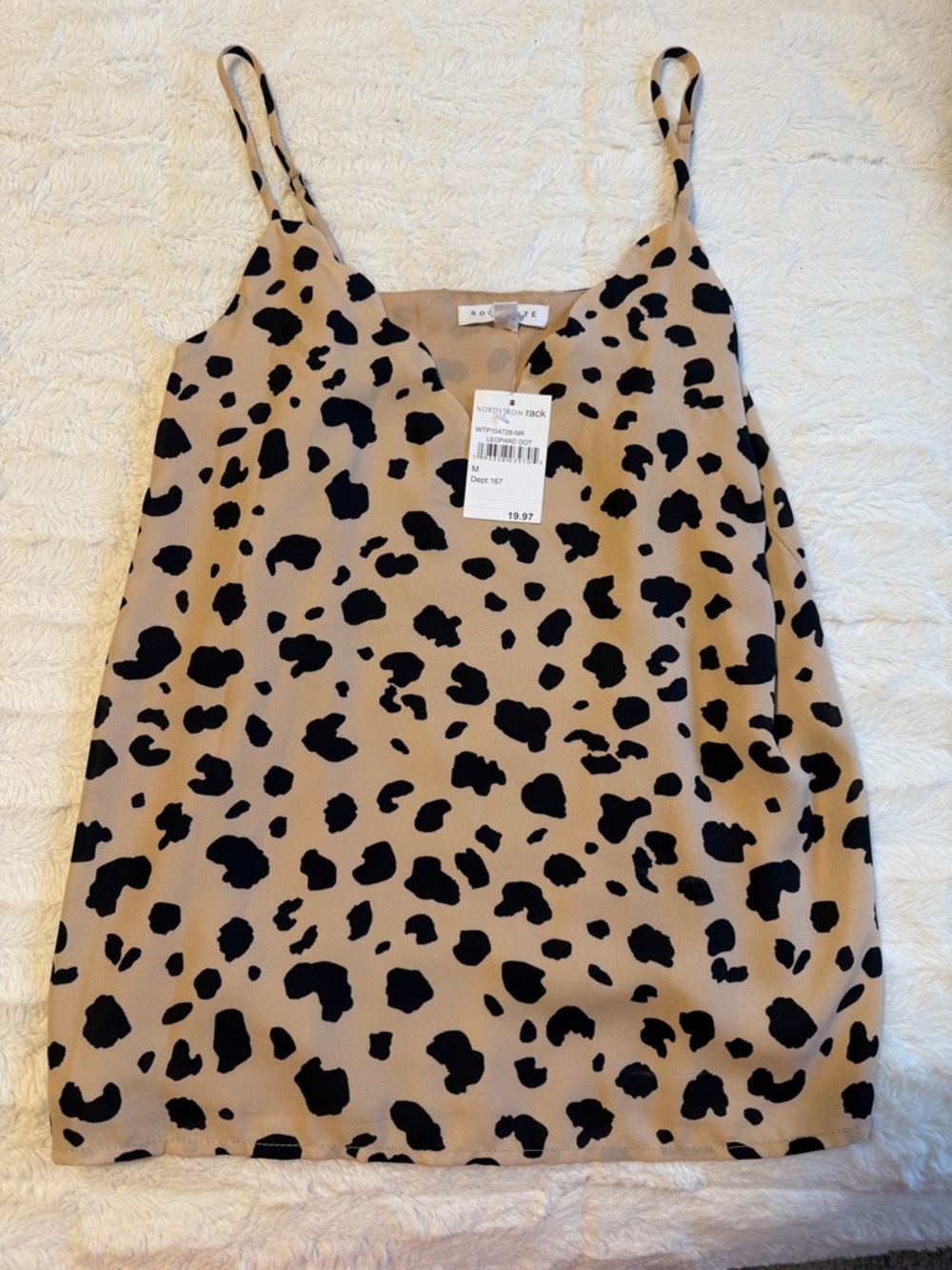 Socialite Leopard Print Cami Tank Top - Beige/Black - size: Medium BNWT